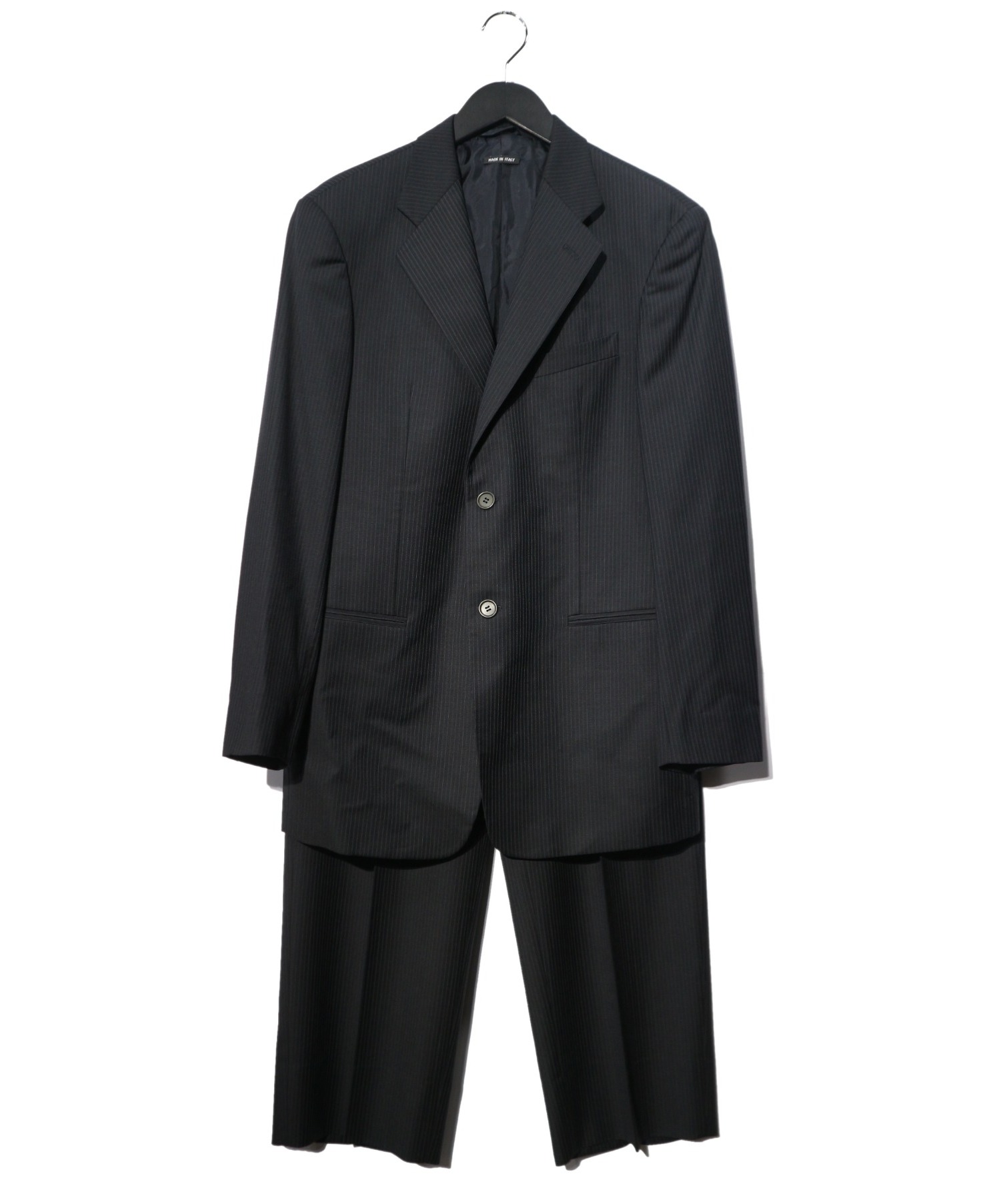 【中古・古着通販】GIORGIO ARMANI (ジョルジオアルマーニ) セットアップ2Bスーツ ブラック×グレー サイズ:48｜ブランド