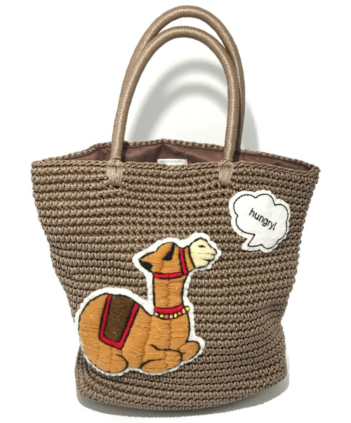 中古 古着通販 Ludlow ラドロー ワッペントートバッグ カゴバッグ ブラウン アニマル ブランド 古着通販 トレファク公式 Trefac Fashion