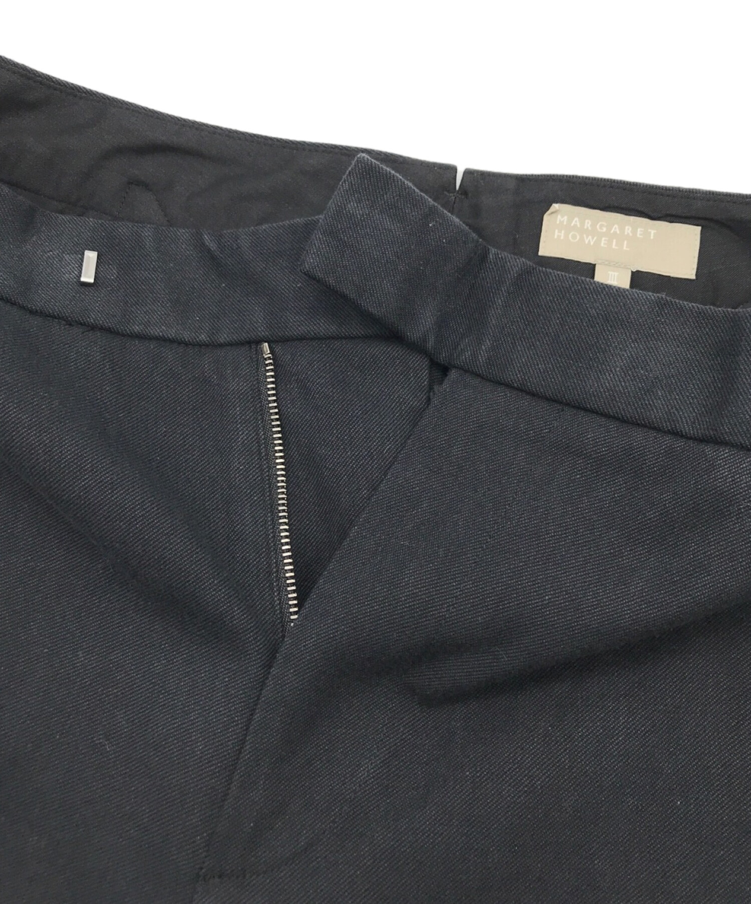 中古 マーガレットハウエル Margaret Howell 19aw スラックスパンツ ロールアップ センタープレス ウール 3 L 黒 ブラック レディース 64 以上節約