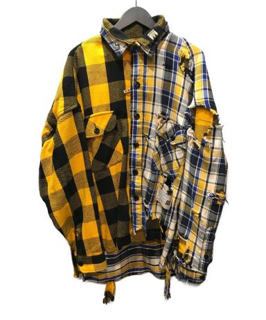 [中古]Maison MIHARA YASUHIRO(メゾンミハラヤスヒロ)のメンズ アウター・ジャケット 22SS Single Draped  Check Shirt シングルドレープド チェックシャツ ジャケット