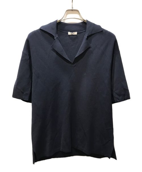 saby（サバイ）saby (サバイ) ミラノリブオープンカラー 半袖ポロシャツ ネイビー サイズ:Mの古着・服飾アイテム