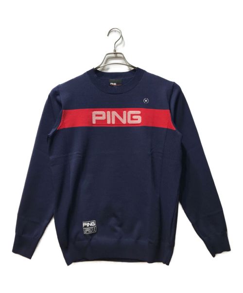 PiNG（ピン）PiNG (ピン) クルーネック ニット プルオーバー ネイビー サイズ:Mの古着・服飾アイテム