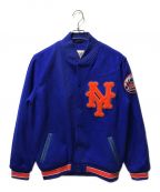 MITCHELL & NESSミッチェルアンドネス）の古着「New York Mets ニューヨーク メッツ ロゴ ワッペン ウール スタジアム ジャケット スタジャン USA製」｜ブルー