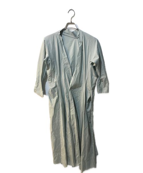 qualite（カリテ）qualite (カリテ) コットンカシュクールロングシャツドレス ブルー サイズ:38の古着・服飾アイテム