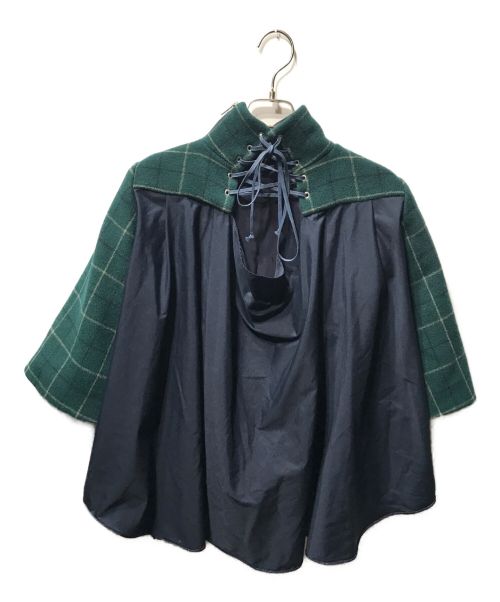 sacai（サカイ）sacai (サカイ) ウールトップスバックフレア ウール  グリーン×ネイビー サイズ:1の古着・服飾アイテム