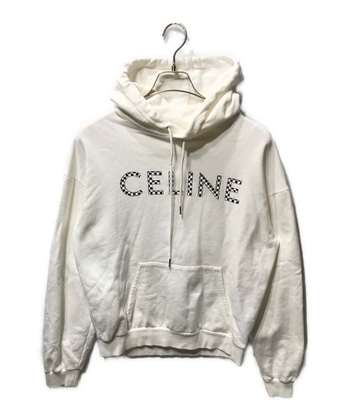 CELINE（セリーヌ）CELINE (セリーヌ) チェッカーロゴ プルオーバーパーカー 2Y479052H ホワイト サイズ:Sの古着・服飾アイテム