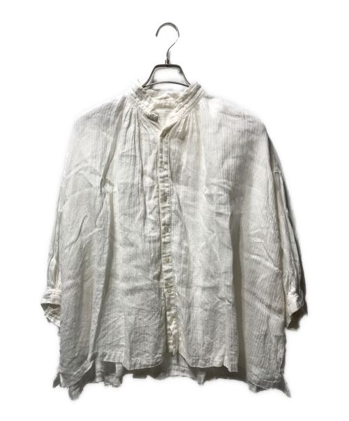 nest Robe（ネストローブ）nest Robe (ネストローブ) リネン異番手ストライプブラウス 01211-1042 ホワイト サイズ:Freeの古着・服飾アイテム