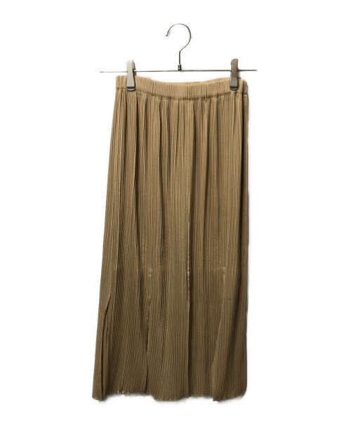 ISSEY MIYAKE（イッセイミヤケ）ISSEY MIYAKE (イッセイミヤケ) ループカッティング折り返しプリーツスカート IM11-FG042 ベージュ サイズ:Mの古着・服飾アイテム