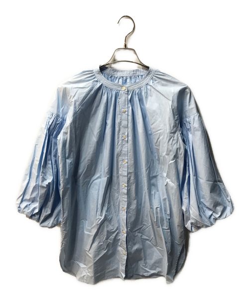 BABYLONE（バビロン）BABYLONE (バビロン) ボリュームスリーブバンドカラーシャツ ブルー サイズ:Fの古着・服飾アイテム