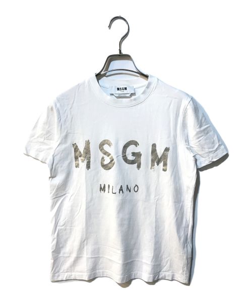 MSGM（エムエスジーエム）MSGM (エムエスジーエム) MSGM ブラッシュロゴTシャツ　3041MDM60J ホワイト サイズ:Ｓの古着・服飾アイテム