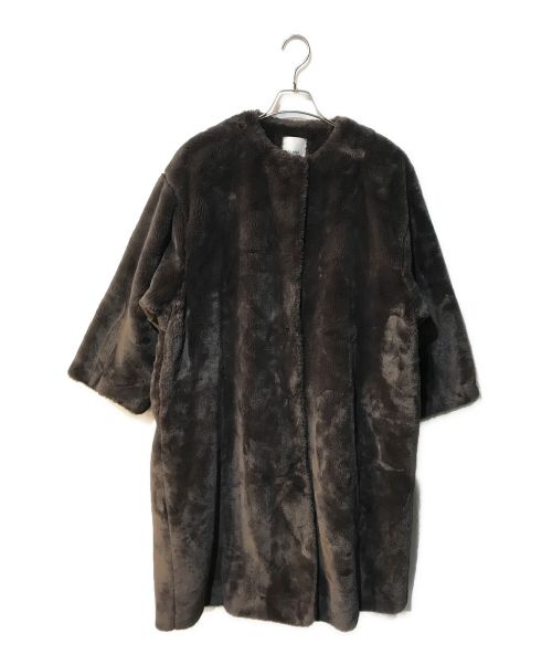 CLANE（クラネ）CLANE (クラネ) ノーカラーリコファーコート ブラウン サイズ:1の古着・服飾アイテム