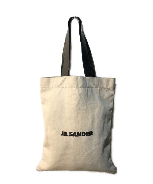 JIL SANDER（ジルサンダー）JIL SANDER (ジルサンダー) レザーハンドルキャンバストートバッグ ベージュの古着・服飾アイテム