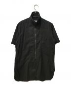 Yohji Yamamoto pour hommeヨウジヤマモト プールオム）の古着「ジップアップハーフスリーブシャツ HN-B64-034」｜ブラック