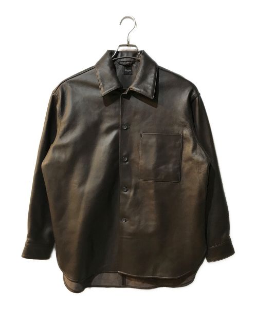 EDIFICE（エディフィス）EDIFICE (エディフィス) ネイキッドラムレザー ワンピースカラーシャツ 23011300100630 ブラウン サイズ:Mの古着・服飾アイテム