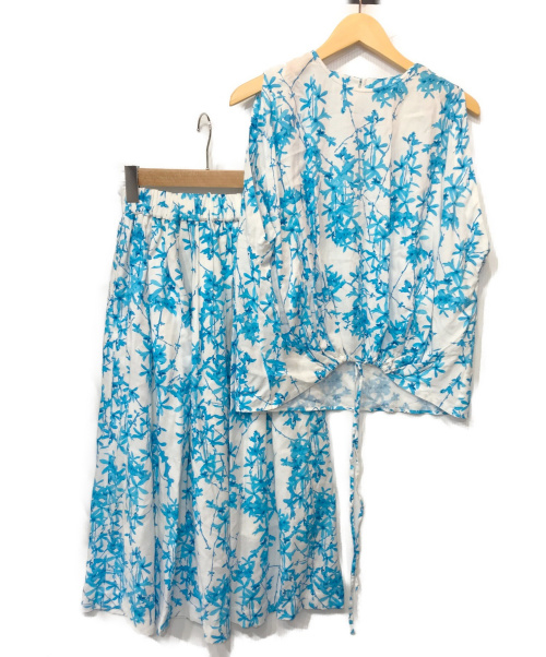 SACRA（サクラ）SACRA (サクラ) セットアップ ホワイト×ブルー サイズ:38 花柄の古着・服飾アイテム