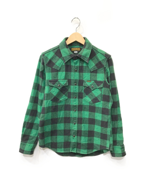 IRON HEART（アイアンハート）IRON HEART (アイアンハート) シャツジャケット グリーン×ブラック サイズ:S チェックの古着・服飾アイテム