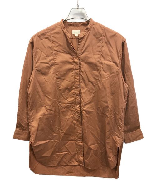 DRAWER（ドゥロワー）Drawer (ドゥロワー) コットンサテンブザムカラーシャツ ブラウン サイズ:36の古着・服飾アイテム