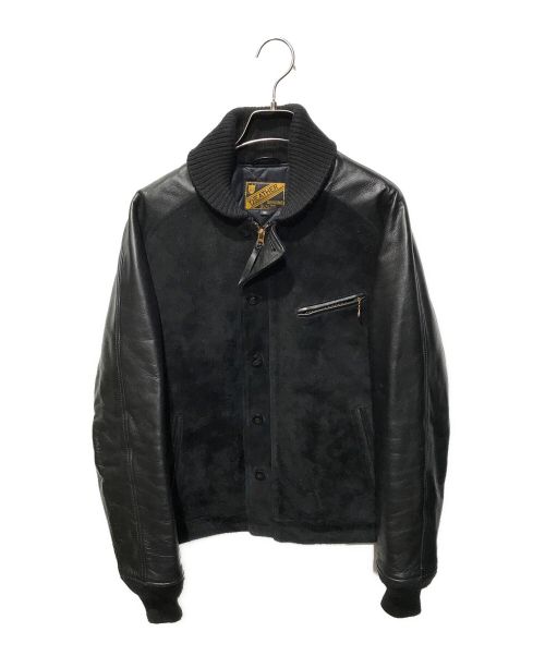 Y'2 leather（ワイツーレザー）Y'2 leather (ワイツーレザー) STEER SUEDE×STEER OIL RIB JKT ブラック サイズ:40の古着・服飾アイテム