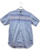 COMME des GARCONS HOMMEコムデギャルソン オム）の古着「チェック切替半袖シャツ」｜ブルー