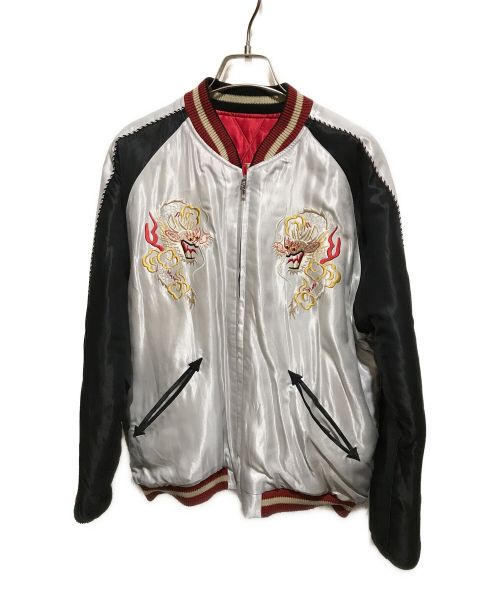 TAILOR TOYO（テーラー東洋）TAILOR TOYO (テーラー東洋) Early 1950s Style Acetate Quilted Souvenir Jacket “DRAGON” × “JAPAN MAP” ホワイト×レッド サイズ:Lの古着・服飾アイテム