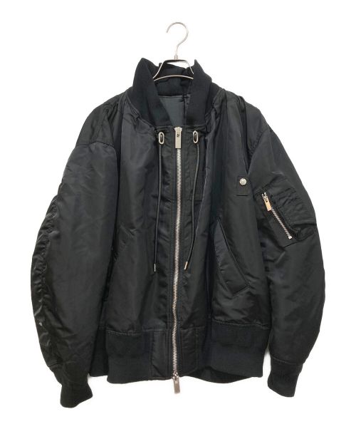 sacai（サカイ）sacai (サカイ) MA-1×Melton Jacket ブラック サイズ:2の古着・服飾アイテム