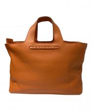 BOTTEGA VENETA (ボッテガベネタ) イントレチャートラインレザーハンドバッグ オレンジ