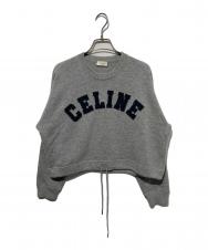CELINE (セリーヌ) カシミヤ混アーチロゴ刺繍アスレチックニット グレー サイズ:XS