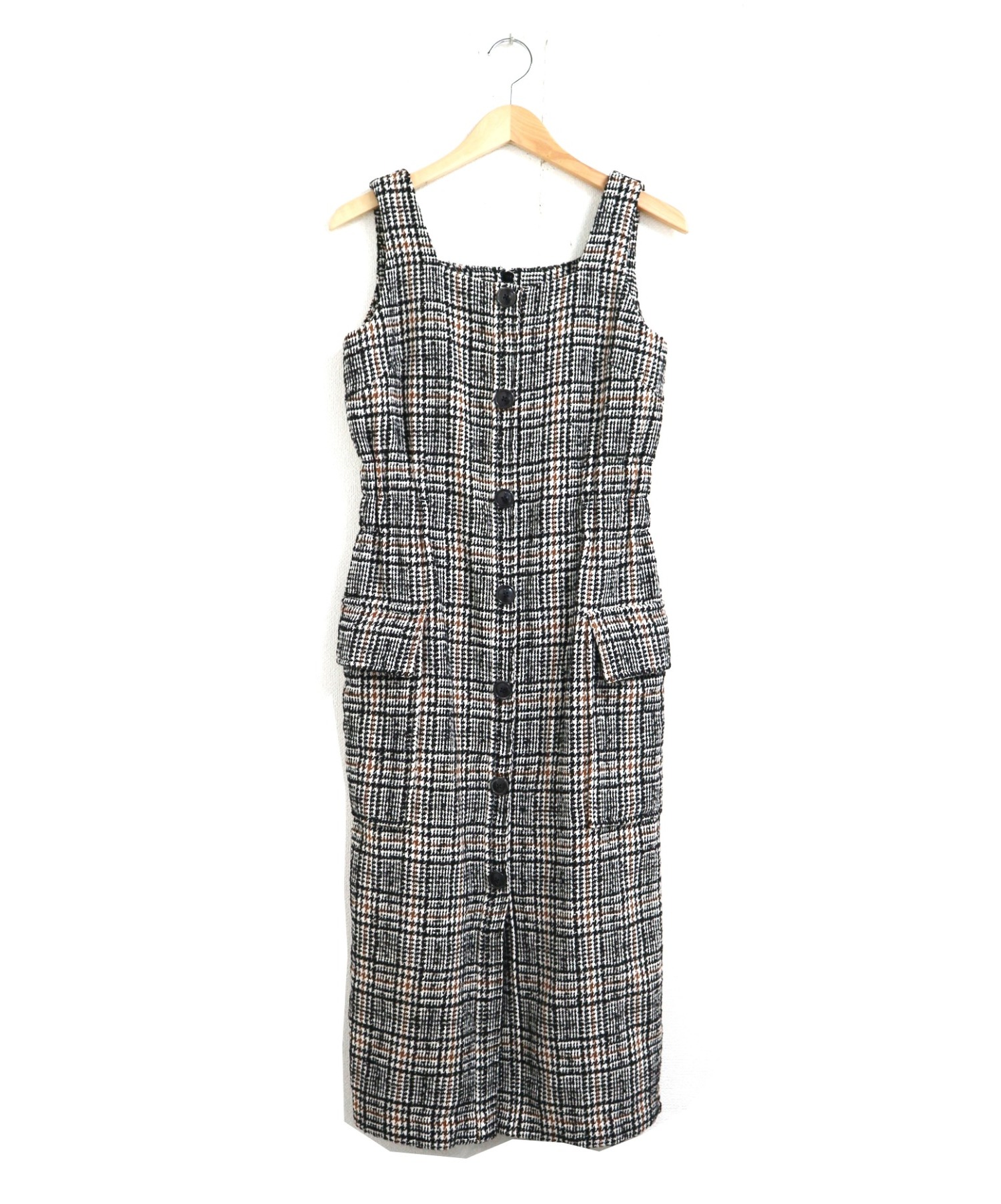 中古 古着通販 Lily Brown リリーブラウン ツイードチェックワンピース ブラック ホワイト サイズ Size F ブランド 古着通販 トレファク公式 Trefac Fashion