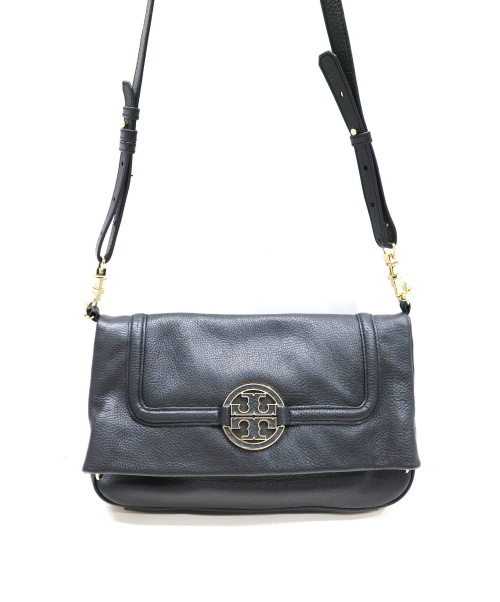 中古 古着通販 Tory Burch トリーバーチ 2wayショルダーバッグ ブラック Amanda Foldover Messenger アマンダ フォールドオーバー メッセンジャー ブランド 古着通販 トレファク公式 Trefac Fashion