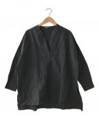 jujudhau（ズーズーダウ）の古着「コットンリネンスキッパーシャツ」｜ブラック
