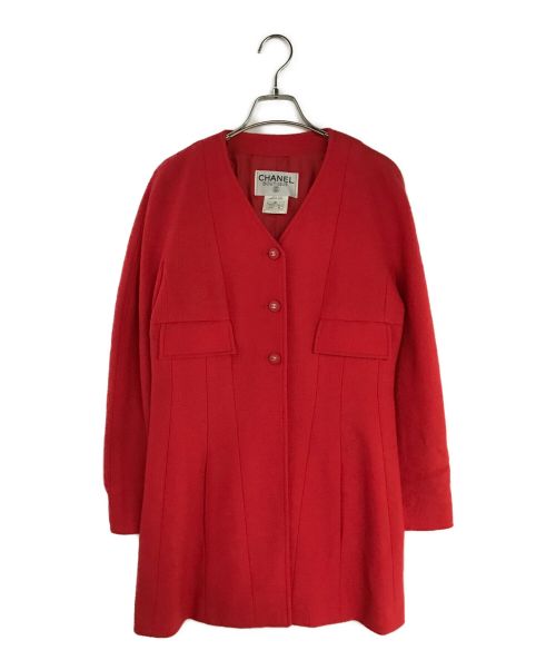 CHANEL（シャネル）CHANEL (シャネル) ノーカラーツイードジャケット ピンク サイズ:40の古着・服飾アイテム