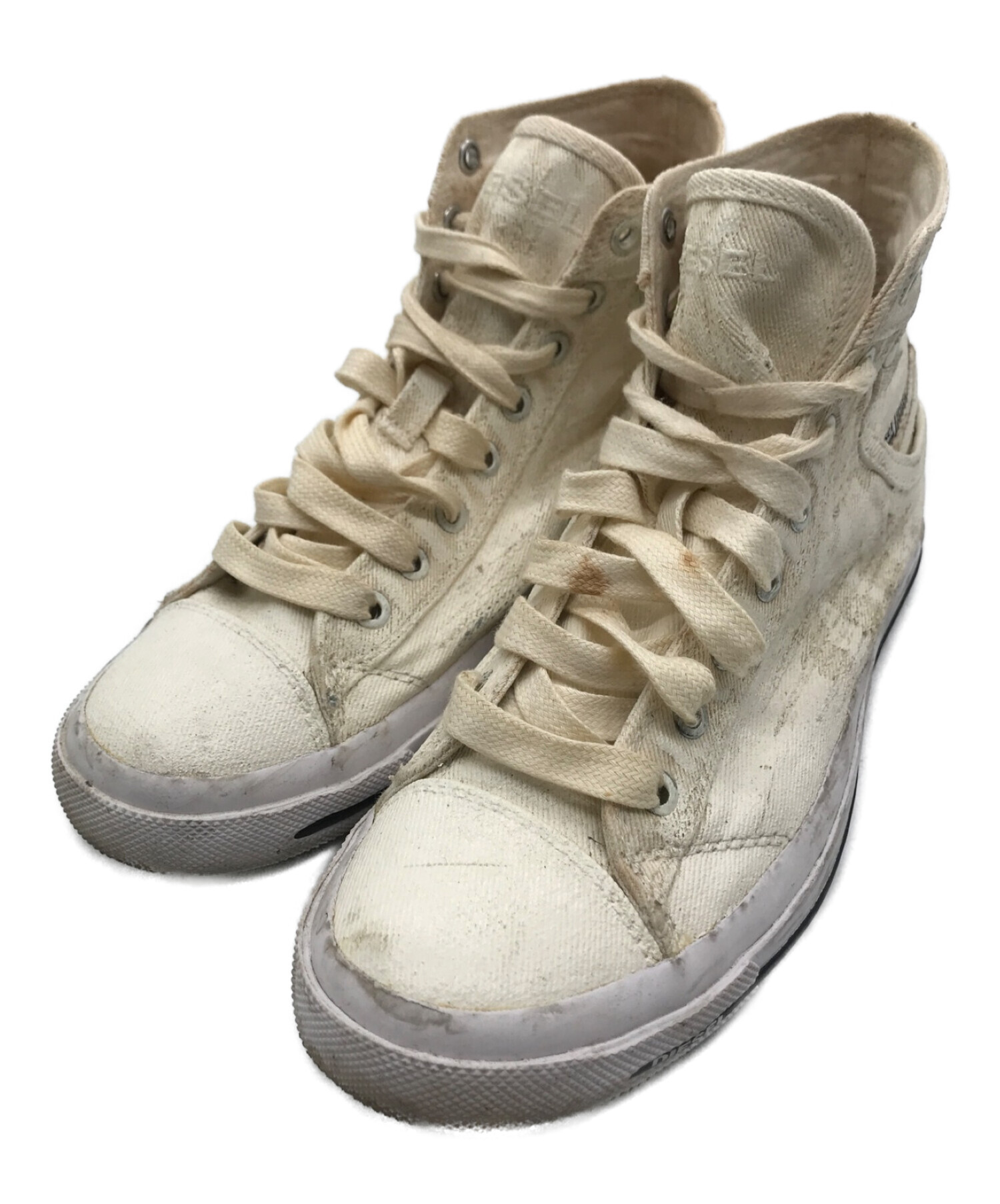 DIESEL (ディーゼル) ペンキ加工ハイカットスニーカー ベージュ サイズ:24.5
