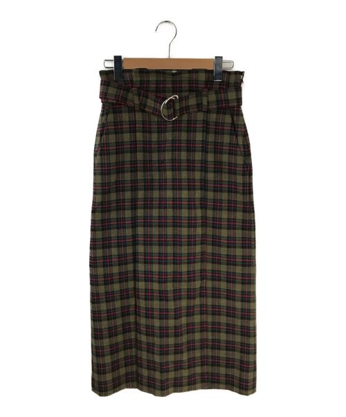 CABAN（キャバン）CABAN (キャバン) ウールタータンチェック ベルテッドタックプリーツスカート ベージュ サイズ:XSの古着・服飾アイテム