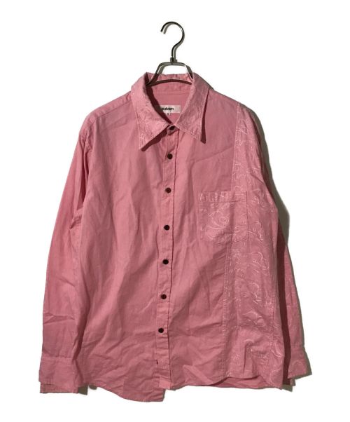 sulvam（サルバム）sulvam (サルバム) エンブロイダリーアシンメトリー長袖シャツ ピンク サイズ:Mの古着・服飾アイテム
