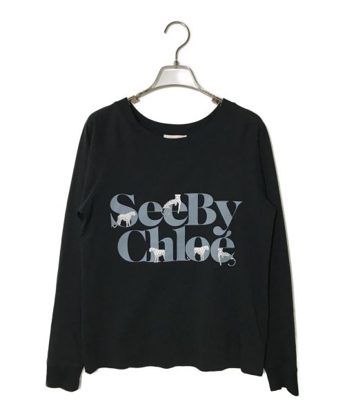 SEE BY CHLOE（シーバイクロエ）SEE BY CHLOE (シーバイクロエ) L/Sロゴプリントカットソー ブラック サイズ:34の古着・服飾アイテム