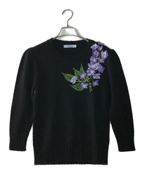 BLUEMARINE（ブルーマリン）BLUEMARINE (ブルーマリン) フラワーニット ブラック サイズ:UK8の古着・服飾アイテム