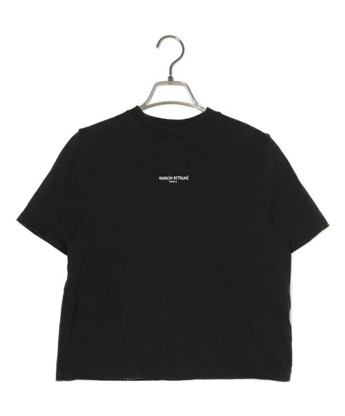 maison kitsune（メゾンキツネ）MAISON KITSUNE (メゾンキツネ) ロゴ刺繍Tシャツ ブラック サイズ:XSの古着・服飾アイテム