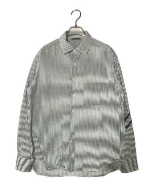 umii 908（ウミキューゼロハチ）umii 908 (ウミキューゼロハチ) マリンデザイン袖ストライプシャツ スカイブルー サイズ:4の古着・服飾アイテム