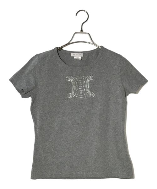 CELINE（セリーヌ）CELINE (セリーヌ) スタッズロゴTシャツ グレー サイズ:Ｌの古着・服飾アイテム