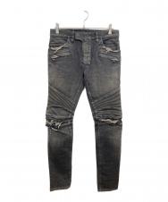 BALMAIN (バルマン) ダメージ加工バイカーデニム ブラック サイズ:73.5㎝(W29)