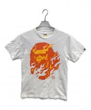 A BATHING APE (アベイシングエイプ) Flame Ape Head Tee ホワイト サイズ:S