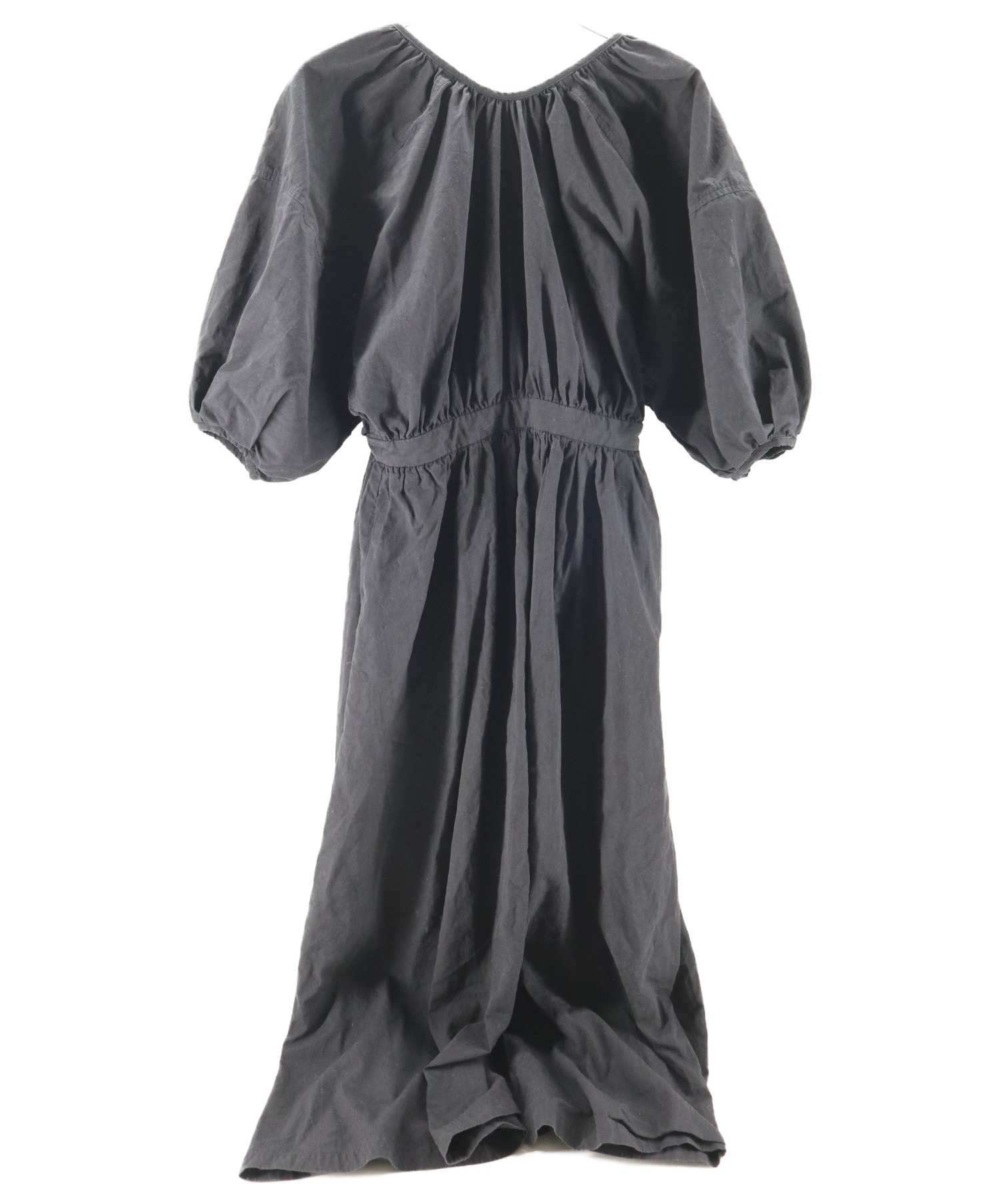 中古 古着通販 Clane クラネ コットンバックシャンギャザーロングワンピース ブラック サイズ 1 定価 28 000 Tax ブランド 古着通販 トレファク公式 Trefac Fashion