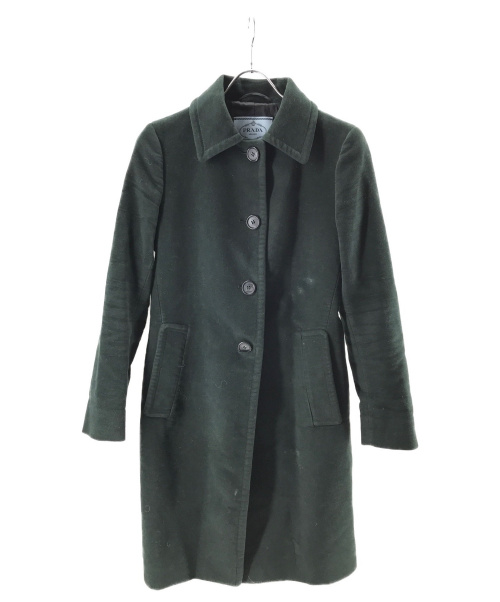 PRADA（プラダ）PRADA (プラダ) ベロアステンカラーコート グリーン サイズ:40の古着・服飾アイテム