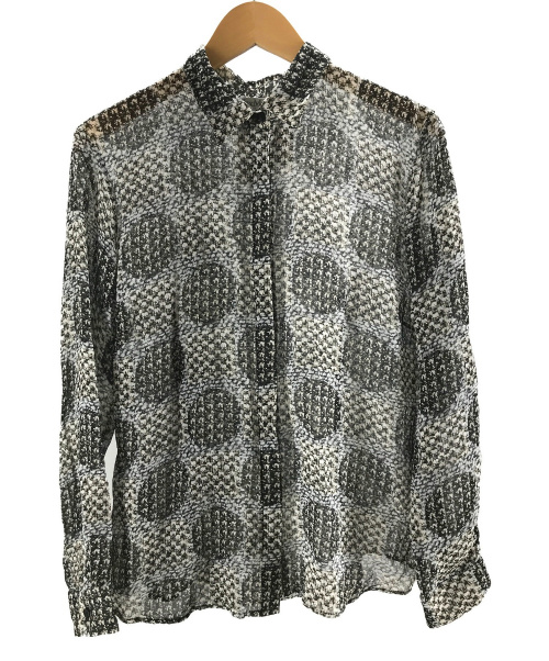MaxMara（マックスマーラ）MaxMara (マックスマーラ) 総柄シルクシャツ グレー サイズ:46の古着・服飾アイテム