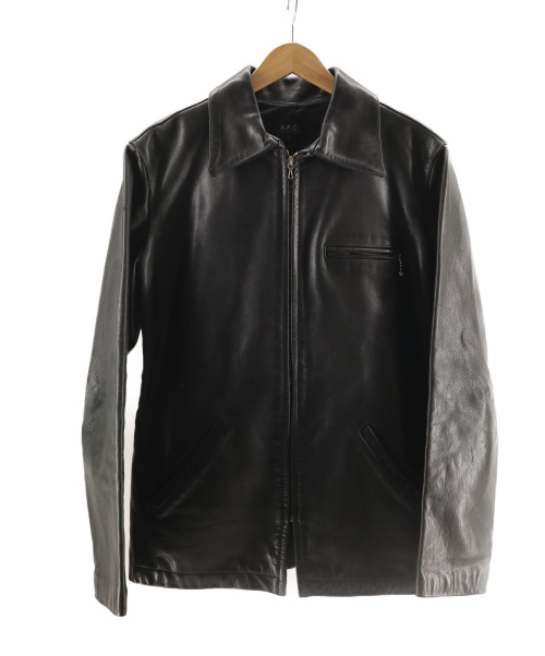 A.P.C.（アーペーセー）A.P.C. (アーペーセー) ホースハイドシングルライダースジャケット ブラック サイズ:Sの古着・服飾アイテム