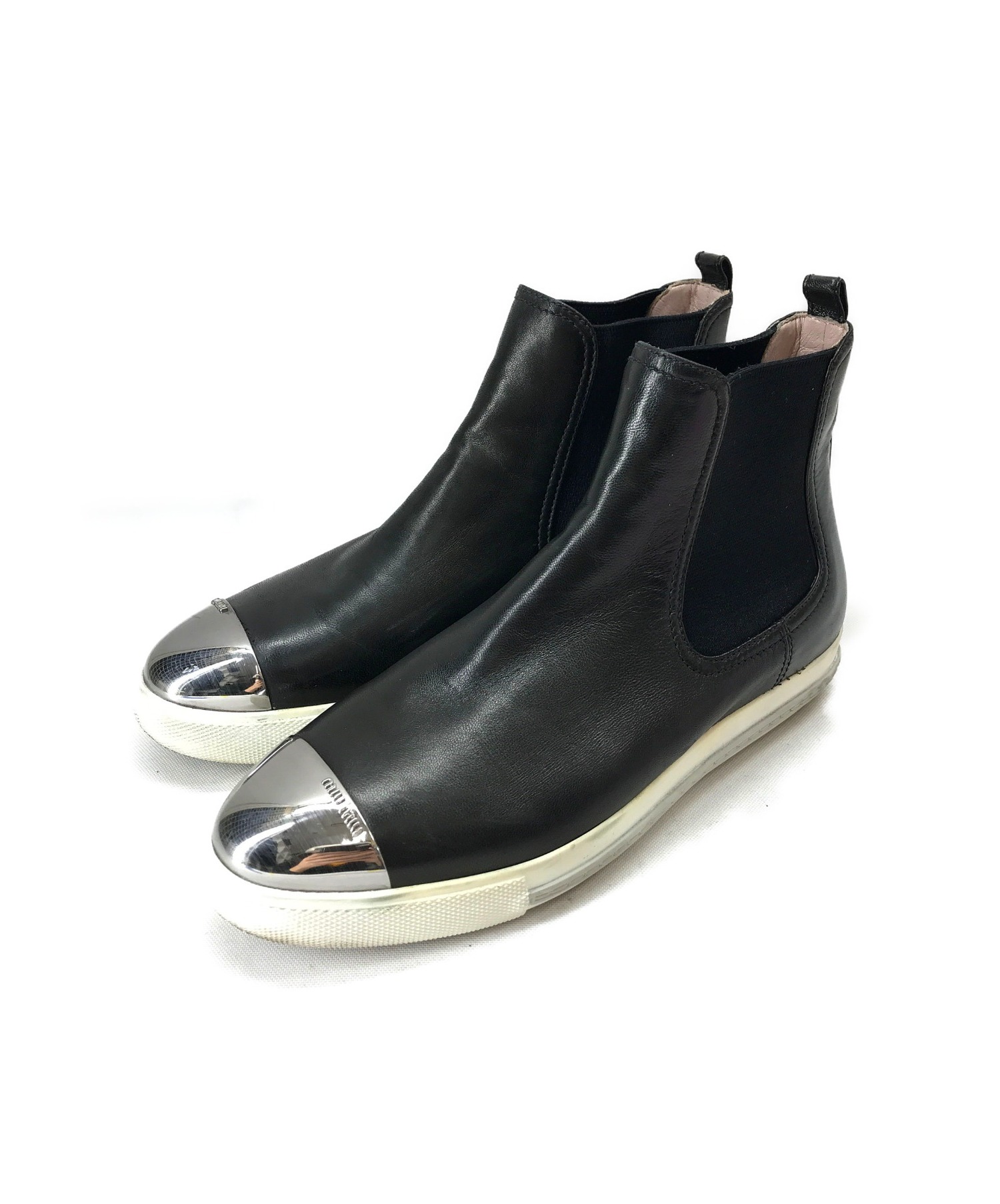 中古 古着通販 Miu Miu ミュウミュウ メタルトゥサイドゴアスニーカー ブラック サイズ 24 ブランド 古着通販 トレファク公式 Trefac Fashion