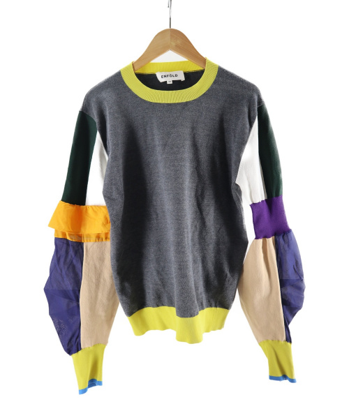 ENFOLD（エンフォルド）ENFOLD (エンフォルド) カラーブロックセーター グレー サイズ:38  完売アイテムの古着・服飾アイテム