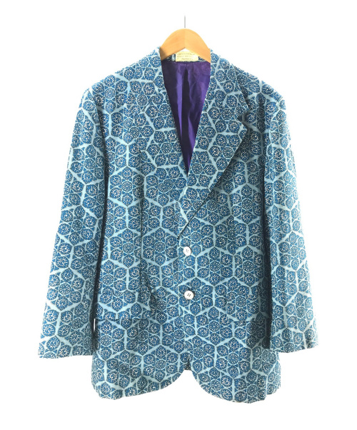 USED（ユーズド）USED (ユーズド) 総柄2Bジャケット ブルー サイズ:40の古着・服飾アイテム