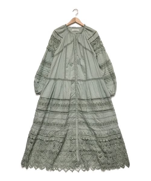 Estella.K（エステラケー）Estella.K (エステラケー) Nora Lace Trim Dress グリーン サイズ:Fの古着・服飾アイテム