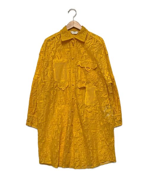 FENDI（フェンディ）FENDI (フェンディ) モノグラムメッシュシャツワンピース イエロー サイズ:34の古着・服飾アイテム